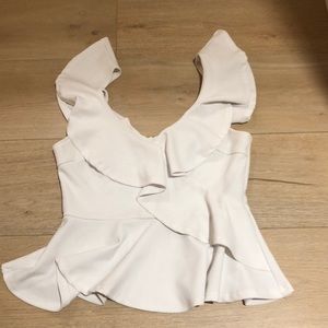 She + Sky White Ruffle Top